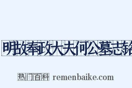 明故奉政大夫何公墓志铭是什么意思的图片